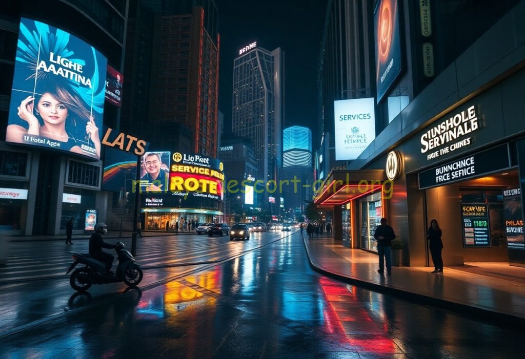 Night view of a busy street in Rome with Italian restaurants